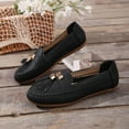 thumbnail image 6 of Loafers for Women Slip On Comfortable Leather Tassel Dress Shoes Non Slip Stitch Low Top Flat Walking Shoes Black Size 8, 6 of 7