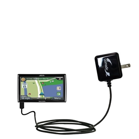Gomadic Intelligent Compact AC Home Wall Charger suitable for the Magellan Roadmate RV9145-LM - High output power with a convenient, foldable plug des