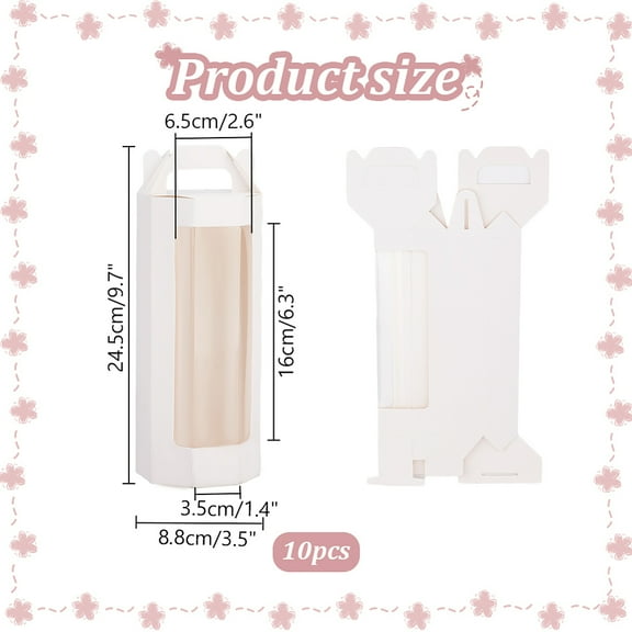 2sets 10pcs Paper Gift Storage boxes with Visible Window Packaging Carton boxes Octagon White 8.8x3.5x24.5cm