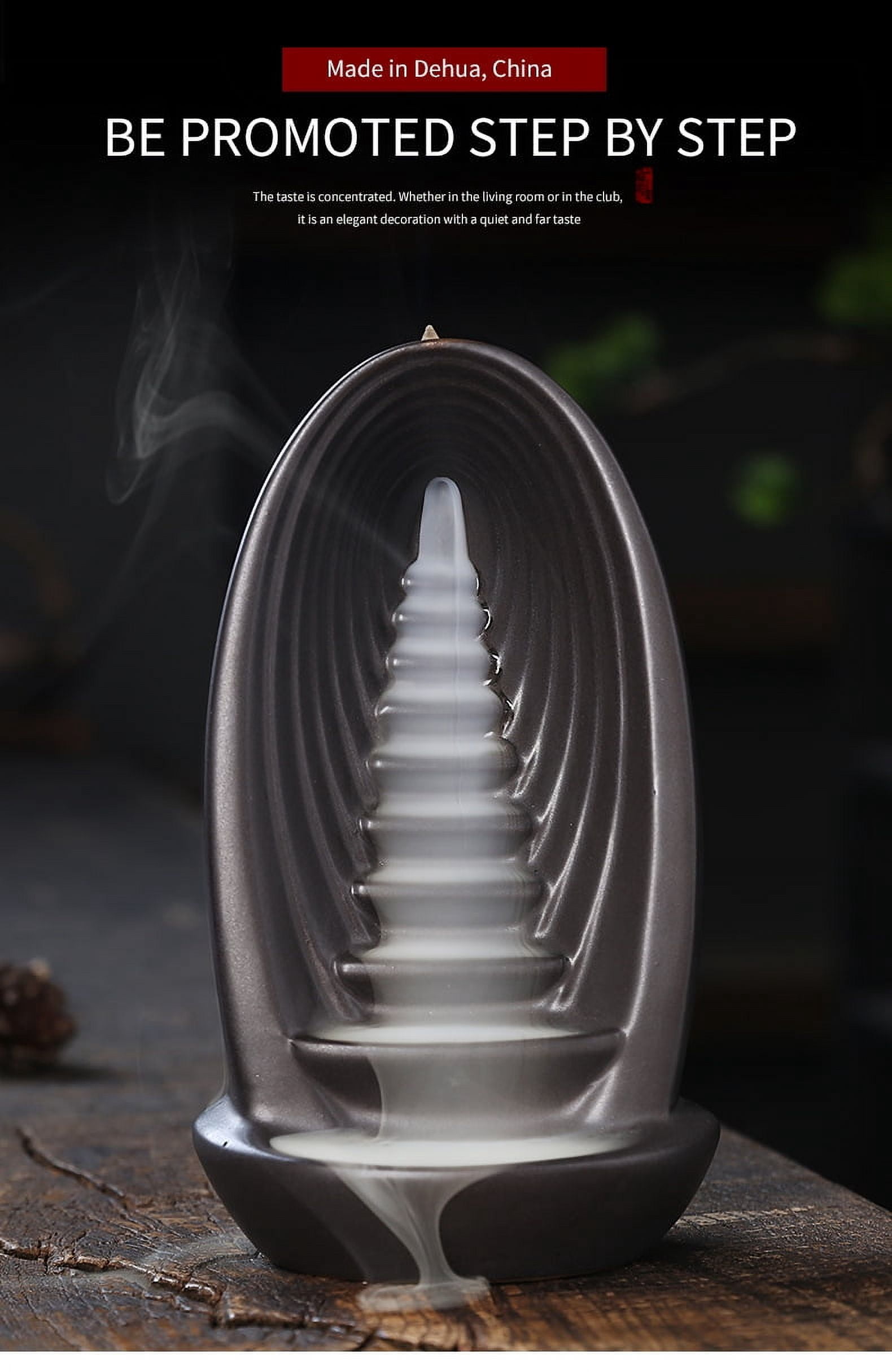 Backflow Incense Burner Flow Backflow Censer Waterfall Incense Burner Incense Stick Holder Fragrance Flowing Smoke Burner for Relaxation Yoga Home Ornament