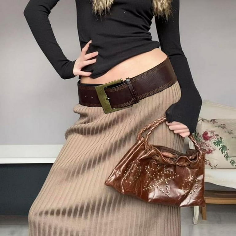 Women Vintage Y2k Belt Concho Rivet Leather Belts Western Cowgirl