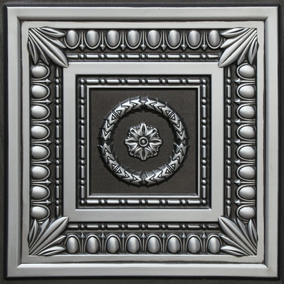 Dundee Deco's Rustic Antique Silver Botanical Glue Up/Drop In Ceiling Panels, 2 ft. X 2 ft. (4 sq ft.) each, Pack of 50