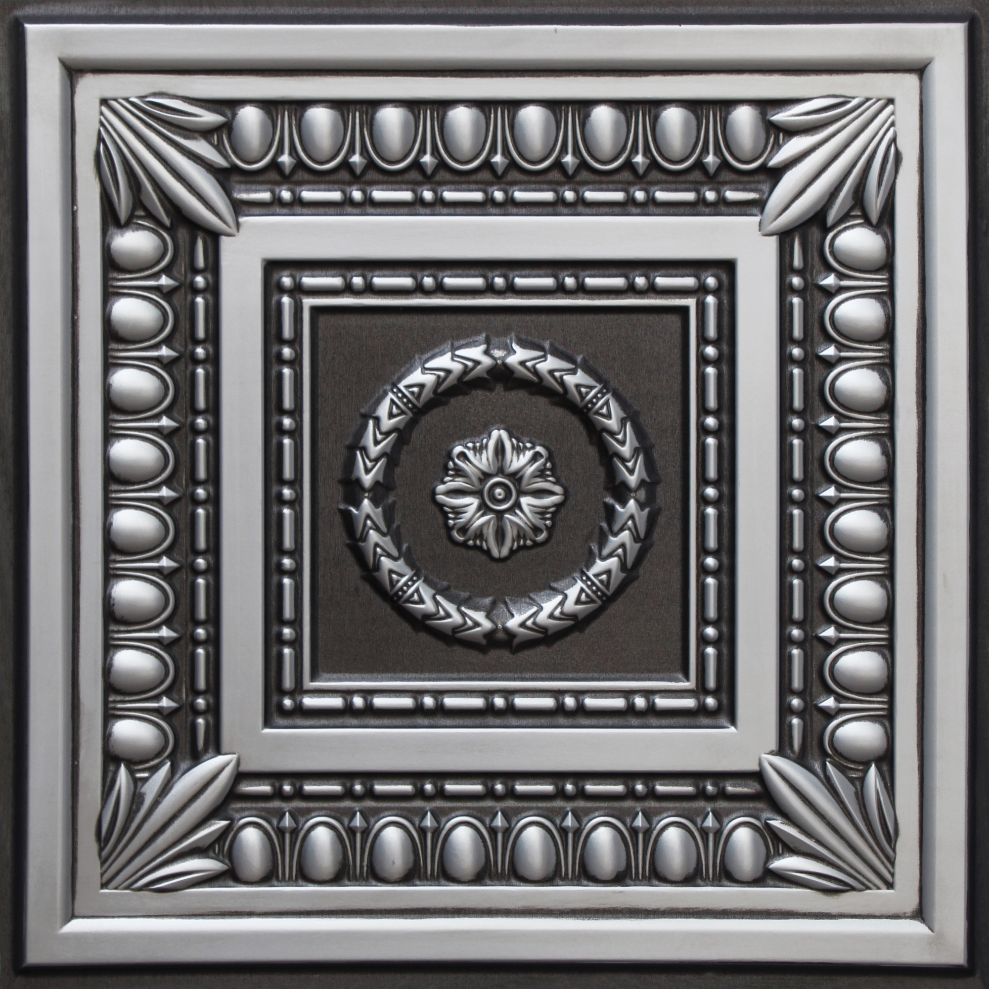 Dundee Deco's Rustic Antique Silver Botanical Glue Up/Drop In Ceiling Panels, 2 ft. X 2 ft. (4 sq ft.) each, Pack of 25
