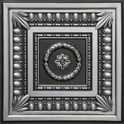 Dundee Deco's Rustic Antique Silver Botanical Glue Up/Drop In Ceiling Panels, 2 ft. X 2 ft. (4 sq ft.) each, Pack of 25