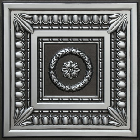 Dundee Deco's Rustic Antique Silver Botanical Glue Up/Drop In Ceiling Panels, 2 ft. X 2 ft. (4 sq ft.) each, Pack of 25