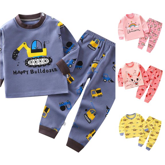 Toddler Boys 2 Piece Outfits Long Sleeved Round Neck Tops and Elastic Waist Pants Home Wear Fall Winter Spring Outfits Size 3-4T ,Blue