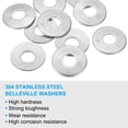 thumbnail image 3 of Rondelles Plates en Acier Inoxydable 304 M10x27mm Belleville Ressort Disque Rondelle Conique Joint Métrique 10 Pack, 3 of 7