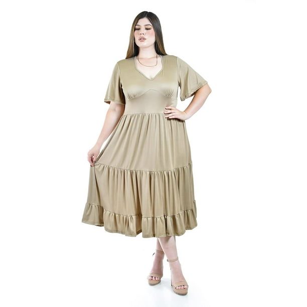 Vestido midi casual Roman Fashion /Tallas Extras, 4285 (Cafe) cafe 38