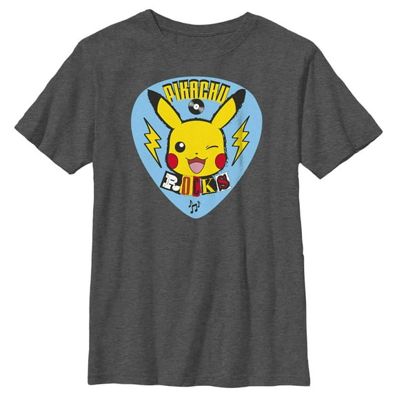 Boy's Pokemon Pikachu Rocks  Graphic Tee Charcoal Heather Medium