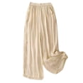thumbnail image 2 of MYAOYI Women's Spring Summer Plus Size Wide Leg High Elastic Waist Flowy Culottes Casual Fashion -Linen Embroidered Loose 9 10 Flare Pants, 2 of 6