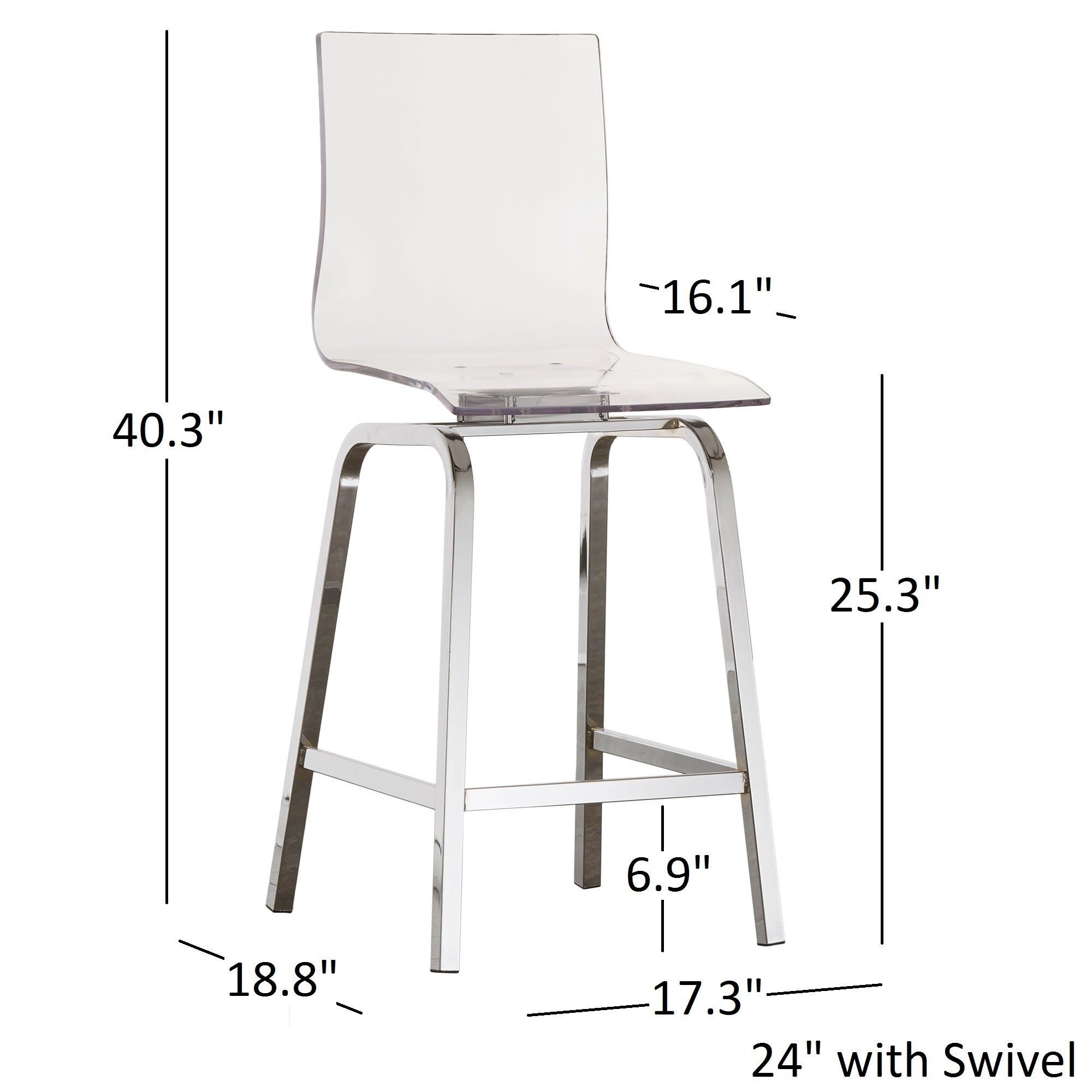 Weston Home Valenti Acrylic Swivel High Back Counter Stools, Set 2, Chrome
