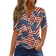 thumbnail image 2 of VKOYWKM 4th of July Short Sleeve Shirts for Women T Shirts American Flag USA Flag Graphic Tees Tops Patriotic V Neck Red White and Blue T-Shirts, 2 of 5
