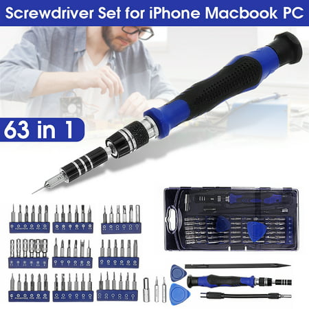 Electronic Repair Tech Tool Kit With Storage Box - 63Pcs/Set with Precision Screwdriver, Bits, Tweezers and More for Phone Laptop PC, Opening Tool