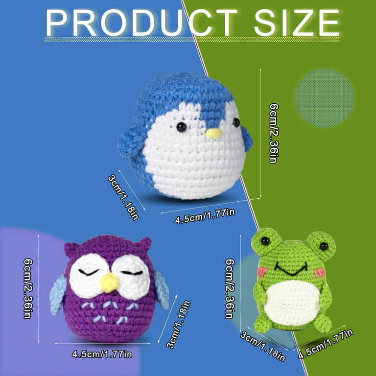 Kilolemo 3 PCS Animals Beginner Crochet Kits, Crochet Starter Kit Learn to  Crochet Sets Step-by-Step Video Tutorials for Adults Kids (Frog, Rat