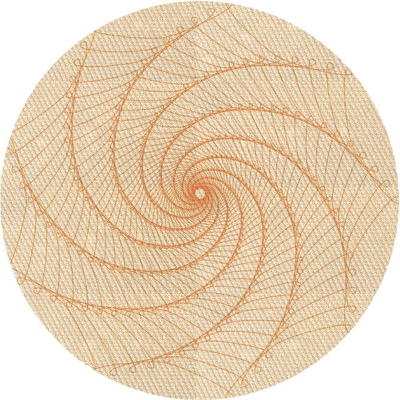 Ahgly Company Indoor Round Patterned Cantaloupe Orange Area Rugs, 3' Round