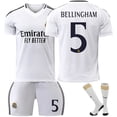 thumbnail image 1 of 2425 Camiseta del Real Madrid, traje de uniforme de fútbol local, traje de entrenamiento No. 7 Ronaldo, niños y adultos, camiseta transfronteriza de 9 MbappéNo.5+calcetines, 1 of 1