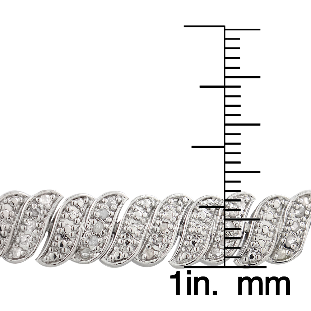 1 Carat Diamond Silver-Tone Wave Link Tennis Bracelet - image 3 of 4