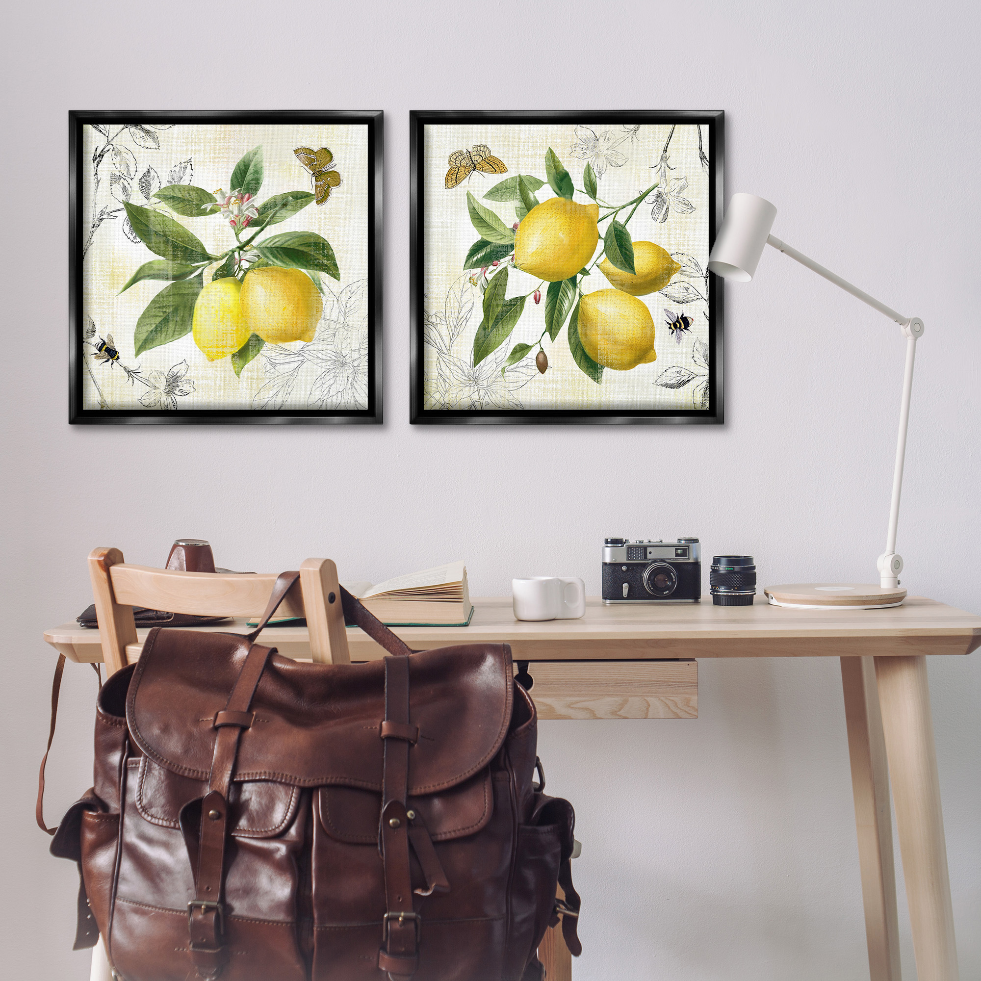 Stupell Industries Distressed Country Lemons Food & Beverage Painting Black Floater Framed Canvas Art Print Wall Art, 25 x 25, Set of 2
