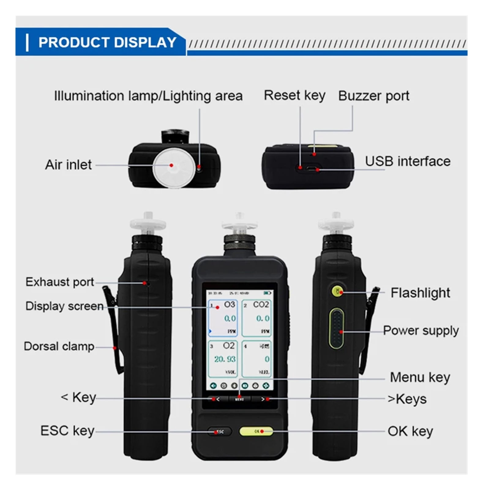 Portable SKZ1050E-SIH4 Gas Leakage Detector With Alarming Function Pump Suction Silane Gas Leak Analyzer