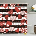 thumbnail image 5 of Valentine''s Day Shower Curtain Black White Stripes Pink and Red Sweet Heart Romantic Lover Couple Gifts Elegant Charming Wedding Women Girls Bathroom Curtain Set Polyester Fabric Hooks 35 X 70 Inch, 5 of 6