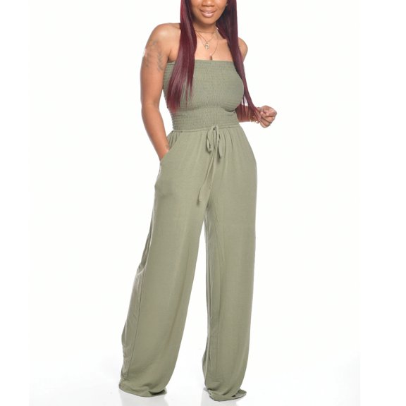 Lilgiuy Womens Fashion Summer Solid Bandaget Elastic Waist Pocket Casual Sleeveless Jumpsuit Cooling Tactical Hiking Pants