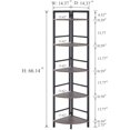 thumbnail image 2 of Tall Rustic Corner Shelf Stand, 5 Tier Wood and Metal Corner Bookshelf, Farmhouse Standing Corner Shelving Bookcase for Living Room, Kitchen, Small Space (Dark Grey Oak), 2 of 6