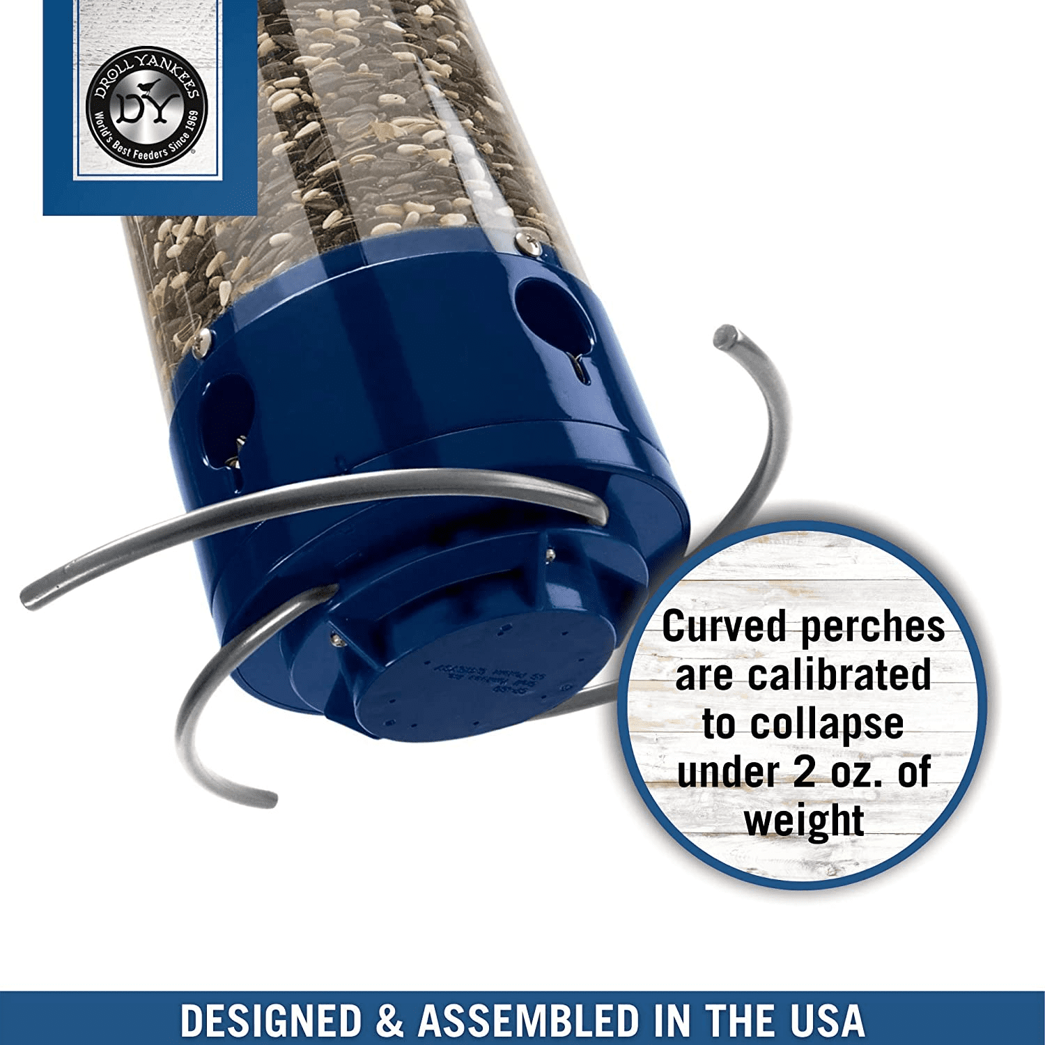 Droll Yankees Whipper Squirrel Proof Bird Feeder with Collapsible Perches 5 Lb S