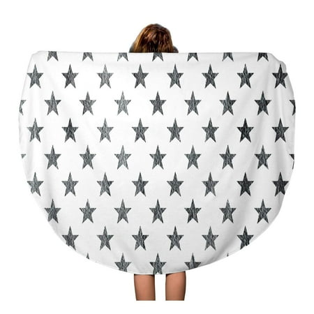 Silver Patterned Round Dial - KDAGR 60 inch Round Beach Towel Blanket Gray Vintage Silver Stars Pattern Shining Paint Blue Antique Travel Circle Circular Towels Mat Tapestry Beach Throw