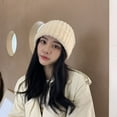 thumbnail image 2 of Windproof Winter Warm Elastic Solid Color Korean Style Beanies Knitted Hat Women Hat YELLOW, 2 of 8
