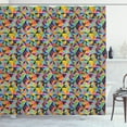thumbnail image 1 of Geometric Shower Curtain, Tangled Design of Colorful Triangular Shapes Grunge Effect Contemporary Artwork, Fabric Bathroom Set with Hooks, 69W X 75L Inches Long, Multicolor, by Ambesonne, 1 of 3