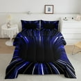 thumbnail image 3 of Black Light Navy Blue Bed in a Bag Queen Comforter Set 7 Piece,3D Black Hole Abstract Geometric Bedding Sets,Modern Striped Circle Swirl Sheet Set,Geometry Stripes Line Bed Set, 3 of 6