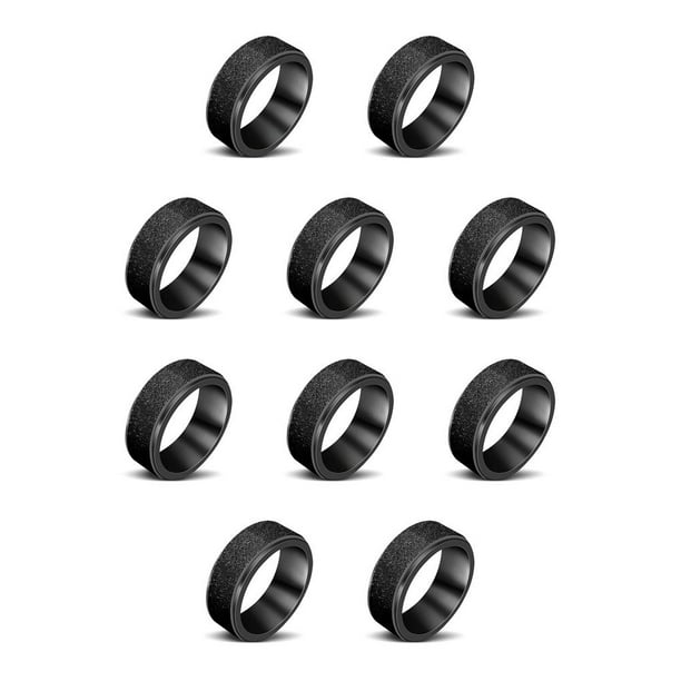 Sonducket Anillo de acero inoxidable que gira libremente, joyería de mano giratoria para mujer, 6mm, liberación antiestrés, portátil para Talla 9 10Conjunto