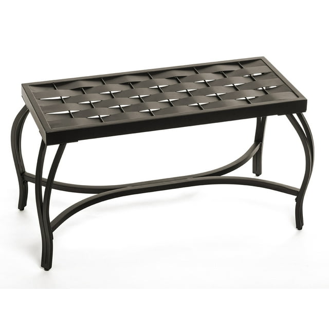 Mango Steam Free Standing Patio Garden Weave Bench, Metal Bronzed Black