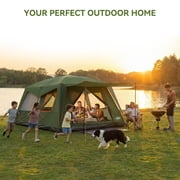 HOTEEL 10 Person Camping Tent, Easy Setup Waterproof Windproof Backpacking Tent with Removable Rainfly, Lightweight Portable Outdoor Family Tents for Camping, Travel, Fishing, Hiking, Green