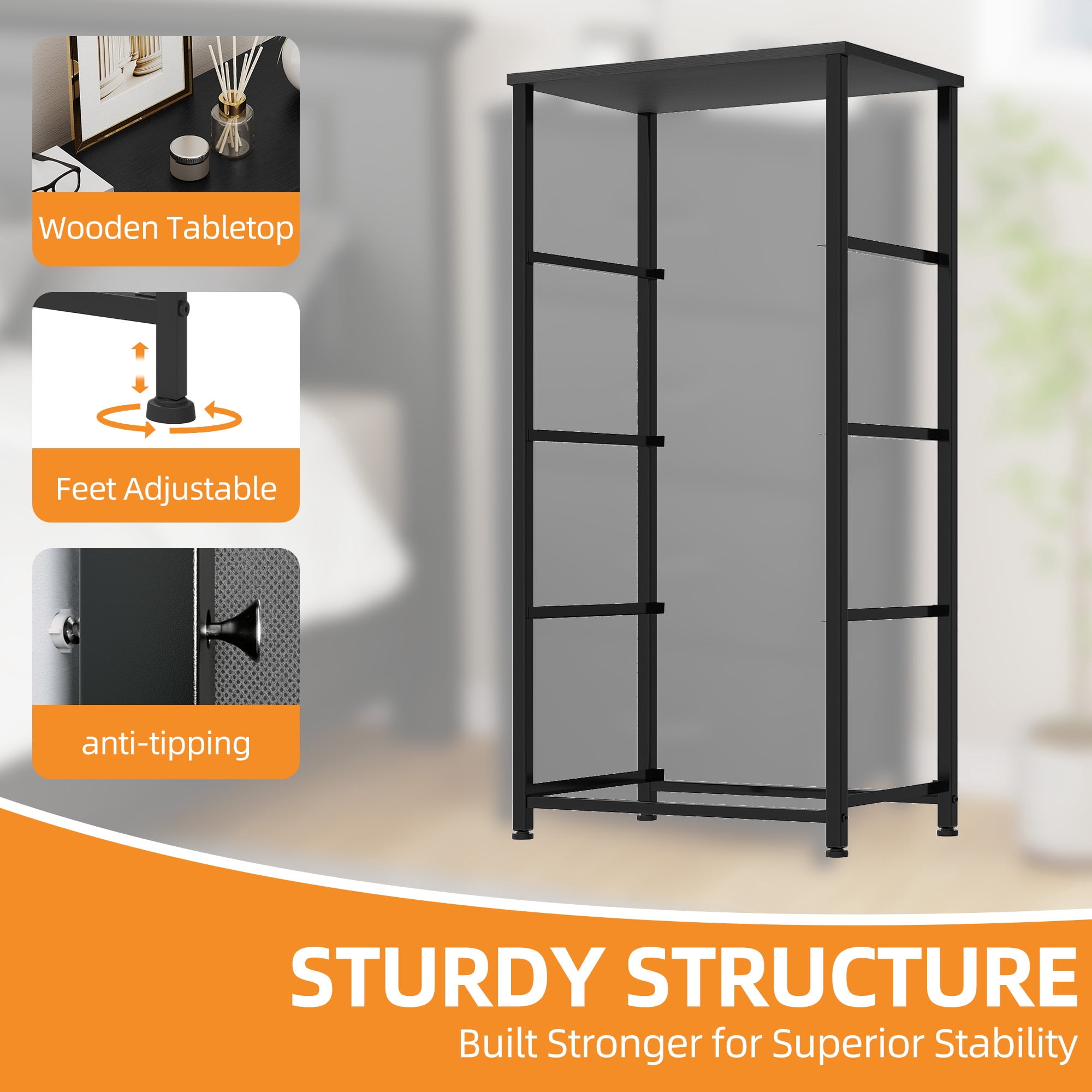 Uforic 4 Storage Dressers with Fabric Dresser Organizer Unit Wide Chest Of Drawers Nightstand Storage Tower for , Black