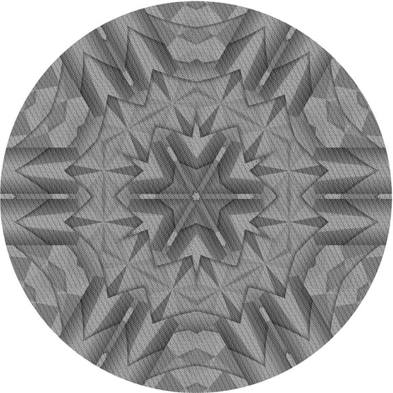 Ahgly Company Indoor Round Patterned Ash Gray Area Rugs, 7' Round