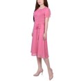 thumbnail image 2 of Women's Petite Short Sleeve Belted Swiss Dot Party Dress, 2 of 3