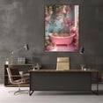thumbnail image 5 of Mudket Framed Leopard in Pink Bathtub Canvas Wall Art, Floral Bathroom Wall Decor, Cute Trendy Art Ready to Hang for Girls Bathroom - 12"L x 8"W, 5 of 10