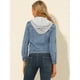 thumbnail image 5 of INSPIRE CHIC Chaqueta de mezclilla con capucha extraíble para mujer Chaquetas de mezclilla con cordón en capas y botones Azul M, 5 of 6