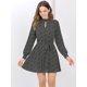 thumbnail image 2 of Allegra K Vestido Lunares A-Línea Manga Larga Cuello Simulacro Ojo De Cerradura Cintura De Lazo Para Mujer Negro M Unique Bargains ajustado, 2 of 7