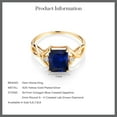 thumbnail image 5 of Gem Stone King 2.73 Cttw Blue Created Sapphire and Lab Grown Diamond Ring for Women | 18K Yellow Gold Plated Silver | Gemstone Birthstone | Emerald Cut 9X7MM | Size 8, 5 of 5