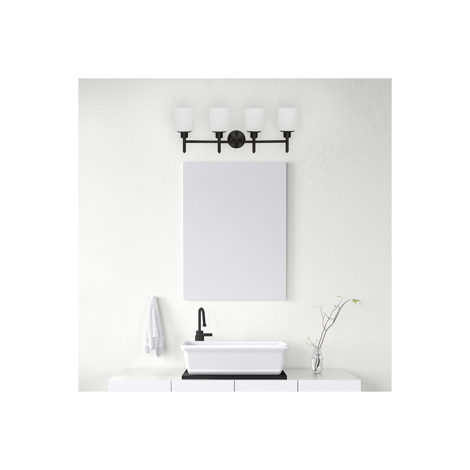 Design House Aubrey 4-Light Dimmable Indoor Bathroom Vanity Light with Frosted Glass
