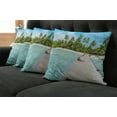 thumbnail image 2 of Ambesonne Tropical Throw Pillow Cover 4 Pack, Maldives Island Beach, 24", Fern Green Turquoise, 2 of 6