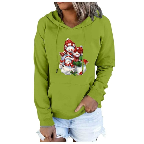 Fesfesfes Ugly Xmas Sweater Women Fall Winter Loose Festvial Printing Crop Workout Long Sleeve Hoodied Sweatshirt Tops Pullover Blouse Sale on Clearance