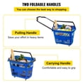 thumbnail image 6 of 6-Count Rolling Shopping Baskets, Lightweight Blue Plastic Carts with Handle and Wheels, Portable Store Shopping Basket Collection, 6 of 11