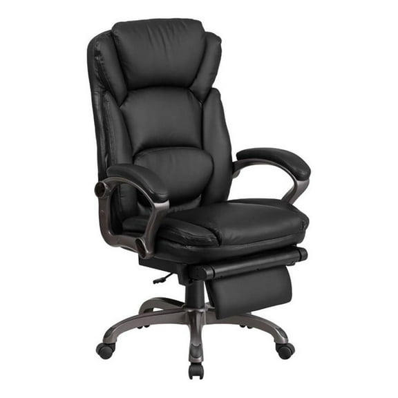 Scranton & Co Contemporary Faux Leather Reclining Office Chair in Black