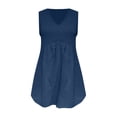 thumbnail image 4 of Tank Tops for Women Linen V Neck Pleated Sleeveless Strap Tops Summer Tops, 4 of 5