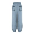 thumbnail image 5 of Kelon Women's High Waisted Drawstring Waist Wide Leg Sweatpants with Pockets Casual Loose Yoga Pants Blue, 5 of 5