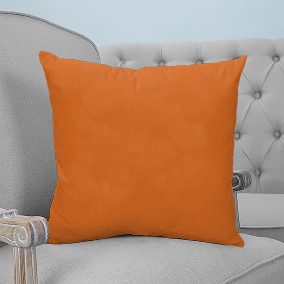 Orange Throw Pillow Covers, Soft Pillowcases with Invisible Zipper, Pure Orange Decorative Square Pillow Cushion Covers for Living Room Couch Sofa Bed 16x16 Inches