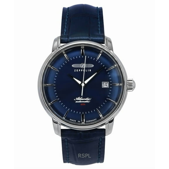 Zeppelin Atlantic Leather Strap Blue Dial Automatic 84603 Men's Watch